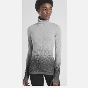 Athleta flurry blizzard black/ gray splattered turtleneck ribbed sweater M